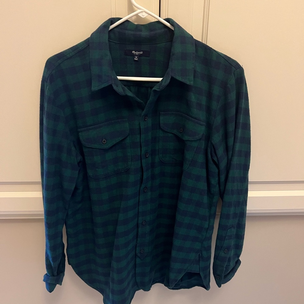 Madewell Green and Black Checkered Shirt